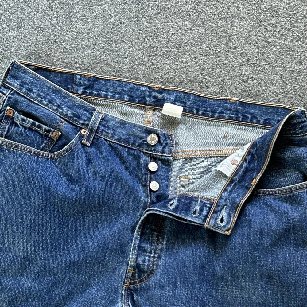Levis 501 Jeans Men‎ 38x27 Blue Denim Straight Button Fly Vintage Paper Tag